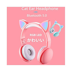 Universal Casque casque pliable dessin animé sans fil oreille de chat casque bluetooth léger bleu pas cher