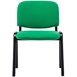 Decoshop26 Chaise visiteur empilable zone d'attente en tissu vert piètement à 4 pieds en métal noir 10_0003399