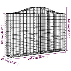 vidaXL Paniers à gabions arqués 18 pcs 200x30x120/140 cm Fer galvanisé pas cher