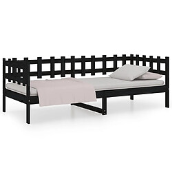 vidaXL Lit de jour sans matelas noir 90x200 cm bois de pin massif