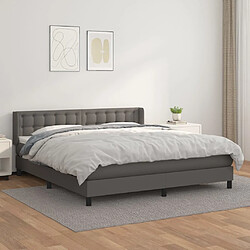 vidaXL Sommier à lattes de lit avec matelas Gris 160x200 cm Similicuir