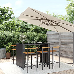 vidaXL Ensemble de bar jardin 7 pcs noir poly rotin/bois massif acacia