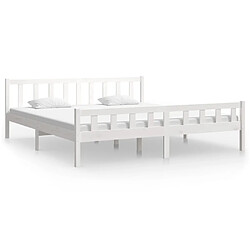 Maison Chic Lit adulte - Lit simple Cadre de lit,Structure du lit Contemporain blanc bois massif 160x200 cm -MN71246