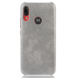 Wewoo Coque Rigide Pour Motorola Moto E6 Plus antichoc PC Texture + Litchi Gris