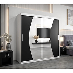 Abiks Meble Armoire Wave à portes coulissantes 200/200/62 2 portes (blanc/noir)