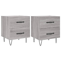 Maison Chic Lot de 2 Tables de chevet - Tables de Nuit sonoma gris 40x35x47,5 cm