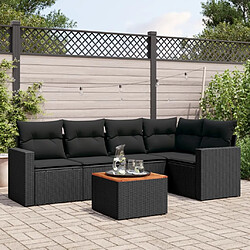 Maison Chic Salon de jardin 6 pcs avec coussins | Ensemble de Table et chaises | Mobilier d'Extérieur noir résine tressée -GKD17794