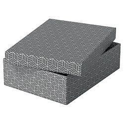 Esselte Pack de 3 Boîtes de Rangement Moyennes avec Couvercle 265x100x360mm - Carton 100% Recyclé et Recyclable - Design Gris avec Dessin