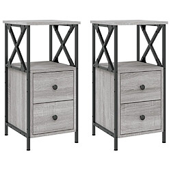 Maison Chic Lot de 2 Tables de chevet - Tables de Nuit sonoma gris 34x35,5x70cm bois ingénierie