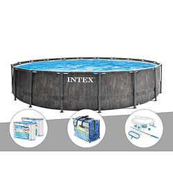 Kit piscine tubulaire Intex Baltik ronde 5,49 x 1,22 m + Bâche à bulles + 6 cartouches de filtration + Kit d'entretien