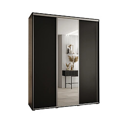 Abiks Meble Armoire à portes coulissantes Davos 3 235.2 x 200 x 45 3 portes coulissante (Noir/Noir/Argent)