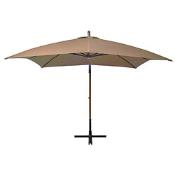 Maison Chic Parasol Jardin | Parasol suspendu avec mat Taupe 3x3 m Bois de sapin massif - GKD39476