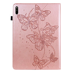 Etui en PU motif papillons avec porte-cartes or rose pour votre Huawei MatePad 11 (2021)