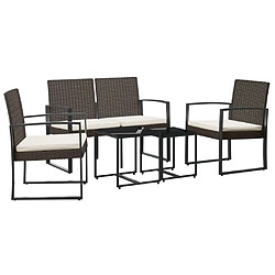 Ensemble à manger de jardin 5 pcs,Table et chaise à dîner marron rotin PP -MN25053