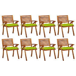 Maison Chic Lot de 8 Chaises de jardin avec coussins | chaises d'extérieur | Fauteuil Relax Bois d'acacia solide -GKD24987