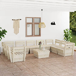 Maison Chic Salon de jardin palette 10 pcs - Ensemble table et chaises d'extérieur - Salon/Mobilier de jardin classique Bois d'épicéa imprégné -MN48334