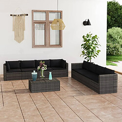 Maison Chic Salon de jardin 9 pcs + coussins - Mobilier/Meubles de jardin - Table et chaises d'extérieur Résine tressée Gris -MN67932