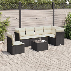 vidaXL Salon de jardin 7 pcs avec coussins noir résine tressée