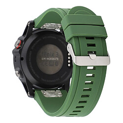 Bracelet en silicone 22mm souple avec boucle de couleur argent vert armé pour votre Garmin Fenix 5/5 Plus/Forerunner 935