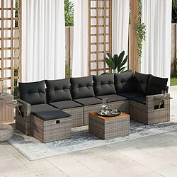 vidaXL Salon de jardin 8 pcs avec coussins gris résine tressée