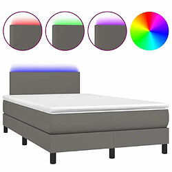 Maison Chic Lit adulte- Lit + matelas + LED,Sommier à lattes de lit matelas LED gris 120x190 cm similicuir -GKD55110