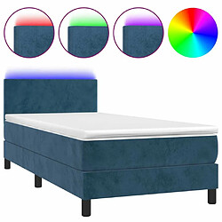 Maison Chic Lit adulte- Lit + matelas,Sommier à lattes de lit avec matelas et LED Bleu foncé 80x200cm -GKD84885