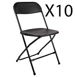 Pegane Lot de 10 chaises pliantes en Polypropylène coloris noir - Longueur 45 x profondeur 49 x hauteur 81,5 cm