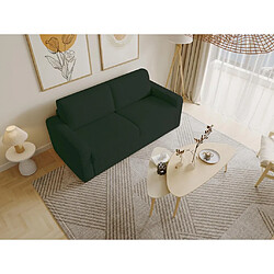 Vente-Unique Canapé 3 places convertible express en velours côtelé vert sapin - Couchage 140 cm - Matelas 14 cm - BEVIS