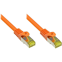 RJ45 Patchkabel mitCat.7 Rohkabel und Rastnasenschutz (RNS®), S/FTP, PiMF, halogenfrei, 600MHz, OFC, orange, 0,15m, Good Connections® (8070R-002O)