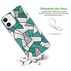 Avis Coque iPhone 12 mini souple transparente Marbre Bleu Vert et Gris Motif Ecriture Tendance Evetane