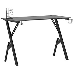 Helloshop26 Bureau table poste de travail meuble d'ordinateur informatique étude de jeu avec pieds en forme de Y 110 x 60 x 75 cm noir 02_0023771