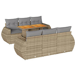 vidaXL Salon de jardin avec coussins 7 pcs beige résine tressée