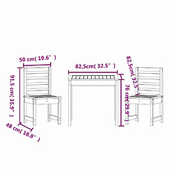 vidaXL Ensemble de bistrot de jardin 3 pcs bois massif Douglas pas cher