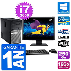 PC Dell 3010 MT Ecran 27" i7-2600 RAM 16Go Disque Dur 250Go HDMI Windows 10 Wifi - Occasion