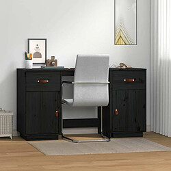 Maison Chic Bureau avec armoire de rangement,Table de travail,Table d'études Noir 135x50x75 cm Bois massif de pin -GKD57307