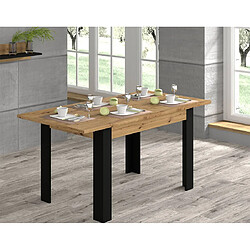 Bestmobilier Donnely - table à manger extensible - bois et noir - 4 à 8 personnes pas cher