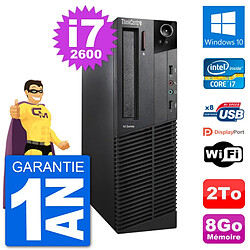 PC Lenovo M92p SFF Intel i7-2600 RAM 8Go Disque Dur 2To Windows 10 Wifi - Occasion