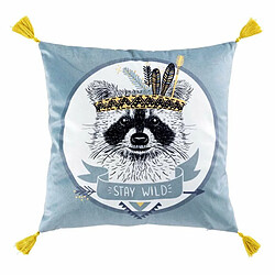 Paris Prix Coussin Déco Imprimé Filou 40x40cm Gris & Jaune