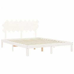 Maison Chic Lit adulte - Cadre Structure de lit avec tête de lit Contemporain blanc 160x200 cm bois massif -MN58858 pas cher