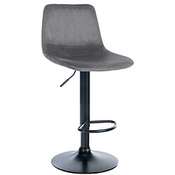 Decoshop26 Tabouret de bar x1 repose-pieds en métal noir confortable en forme d'arc assise en velours gris foncé 10_0004783