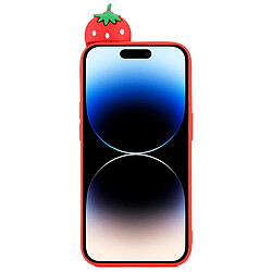 Coque en silicone Motif de dessin animé en 3D, anti-rayures pour votre iPhone 14 Pro - fraise