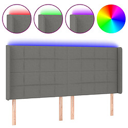 vidaXL Tête de lit à LED Gris foncé 203x16x118/128 cm Tissu