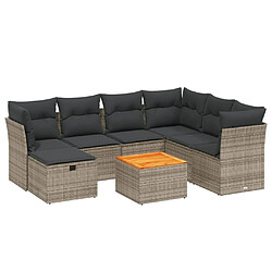 Maison Chic Ensemble Tables et chaises d'extérieur 8 pcs avec coussins,Salon de jardin gris résine tressée -GKD618542