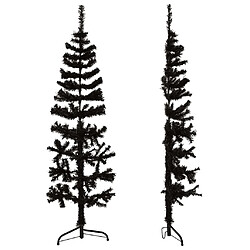 Acheter vidaXL Demi sapin de Noël artificiel mince avec support Noir 150 cm