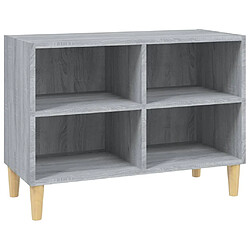 vidaXL Meuble TV avec pieds en bois massif Sonoma gris 69,5x30x50 cm