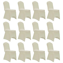 vidaXL Housses élastiques de chaise Crème 12 pcs