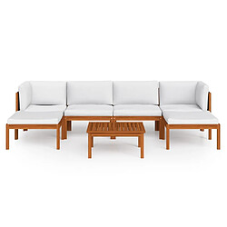 Avis Maison Chic Salon de jardin 7 pcs + coussins - Mobilier/Meubles de jardin - Table et chaises d'extérieur Crème Bois d'acacia solide -MN40488