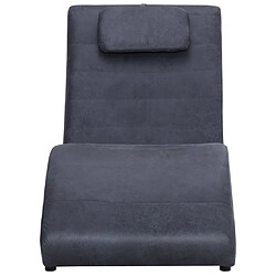 Avis Maison Chic Chaise longue avec oreiller | Bain de soleil Relax | Transat Gris Similicuir daim -GKD25896