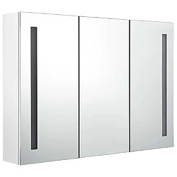 Avis vidaXL Armoire de salle de bain à miroir LED 89x14x62cm Blanc brillant