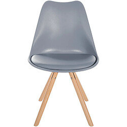 Decoshop26 Chaise de salle à manger x1 style scandinave assise en plastique gris et pieds ronds en bois clair 10_0001446